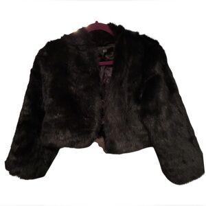 NWT BEDO BOLERO COURT FAUX FUR BLACK CROP JACKET SIZE M/L